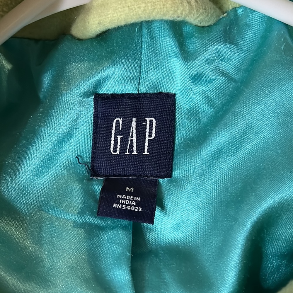 GAP honeydew green pea coat with teal lining. Women’s size M - Picture 3 of 4